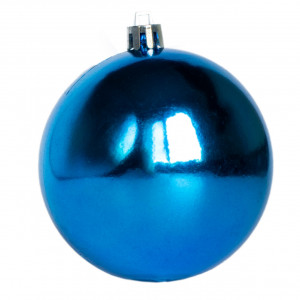 Набір ялинкових іграшок - кулі, 6 шт, D8 см, синій, глянець, пластик (250331)