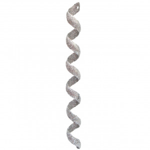 Набір ялинкових іграшок - Спіраль, 8 шт, 20 см, сріблястий, гліттер, пластик (250348)