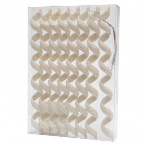 Набір ялинкових іграшок - Спіраль, 8 шт, 20 см, білий, гліттер, пластик (250362)