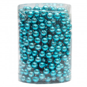Намисто на ялинку, 10мм/8м, бірюзовий, пластик (250447)