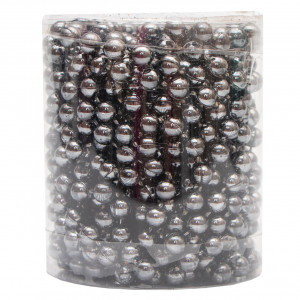 Намисто на ялинку, пластик 6 мм/6 м, сірий, пластик (250522)