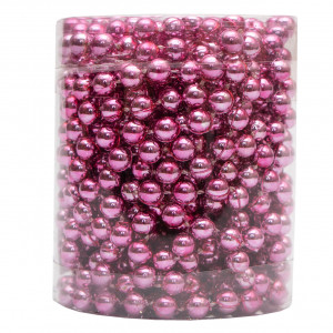 Намисто на ялинку, пластик 6 мм/6 м, рожевий, пластик (250539)