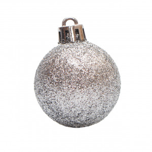 Набір ялинкових іграшок - кулі, 16 шт, D4 см, сріблястий, гліттер, пластик (250843)
