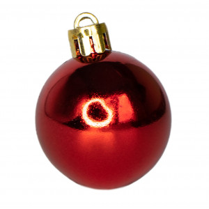 Набір ялинкових іграшок - кулі, 16 шт, D4 см, червоний, глянець, пластик (250874)