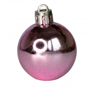Набір ялинкових іграшок - кулі, 16 шт, D4 см, рожевий, глянець, пластик (250997)
