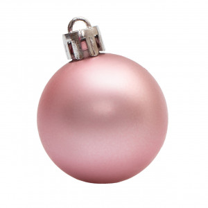 Набір ялинкових іграшок - кулі, 16 шт, D4 см, рожевий, матовий, пластик (251000)