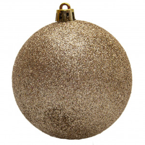 Набір ялинкових іграшок - кулі, 3 шт, D8 см, гліттер, шампань, пластик (251376)