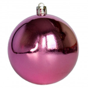 Набір ялинкових іграшок - кулі, 3 шт, D8 см, глянець, рожевий, пластик (251406)