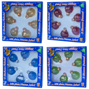 Набір ялинкових іграшок - міні-кулі, 6 шт, D4 см, синій, глянець, скло (390588-2)