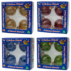 Набір ялинкових іграшок - кулі, 4 шт, D6 см, зелений, скло, глянець (390601-1)