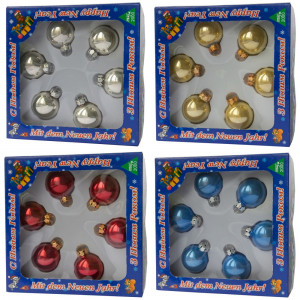 Набір ялинкових іграшок - міні-кулі, 6 шт, D4 см, червоний, глянець, скло (390663-3)