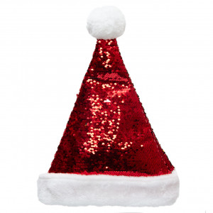 Новорічний карнавальний ковпак, 43 см, червоний, поліестер (462742)