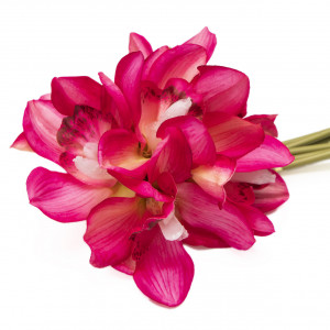 Штучний букет квітів 7 шт. міні-орхідея, 30 см, червоний, тканина, пластик (631321)