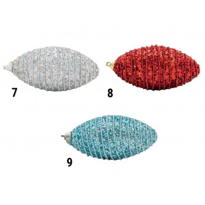 Ялинкова іграшка у формі оливи, 12 см, червоний, пінопласт, пластик (661459-8)