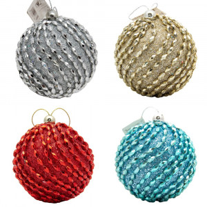 Ялинкова іграшка - куля, D 8,5 см, срібляста, пінопласт, пластик (661473-1)