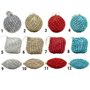 Ялинкова іграшка у формі оливи, 12 см, блакитний, пінопласт, пластик (661473-12)