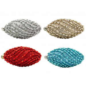 Ялинкова іграшка у формі оливи, 12 см, сріблястий, пінопласт, пластик (661473-9)