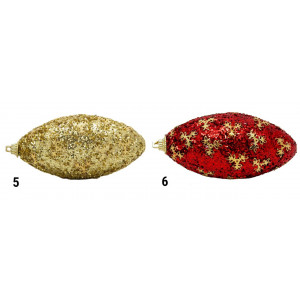 Ялинкова іграшка у формі оливи, 12 см, золотистий, пінопласт, пластик (661480-5)