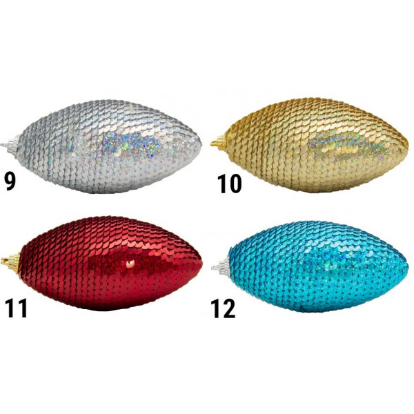 Ялинкова іграшка у формі оливи, 12 см, сріблястий, пінопласт, пластик (661497-9)