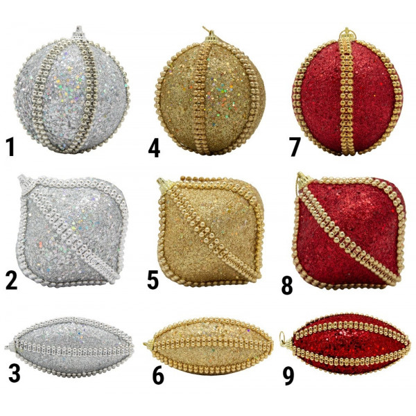 Ялинкова іграшка у формі цибулини, 9 см, золотистий, пінопласт, пластик (661503-5)