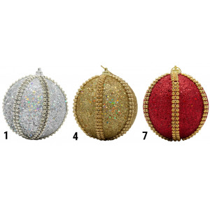 Ялинкова іграшка - куля, D 8,5 см, червона, пінопласт, пластик (661503-7)