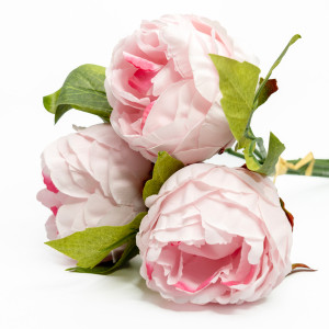 Штучний букет квітів 3 шт. Півонія, 28 см, рожевий, пластик, тканина (130443)