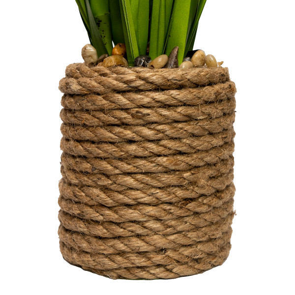 Штучна рослина жовто-рожевий Очерет з зеленою травою у горщику, 74 см, пластик (130474)