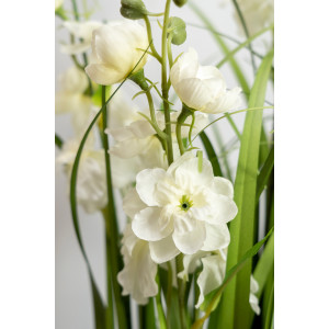 Штучна рослина Живокіст з травою у горшку, 75 см, білий, пластик, тканина (130498)