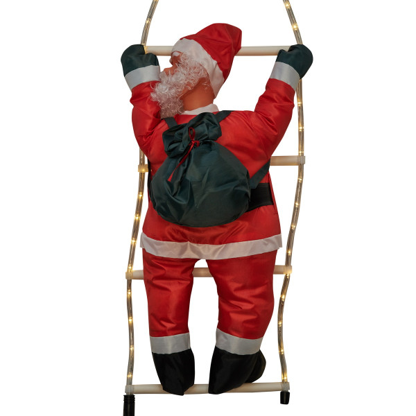 Новорічна світлодіодна декорація - Санта (Дід Мороз) на драбині, 60 см L 90 см, дюралайт (810122)