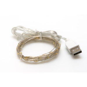 Світлодіодна гірлянда з USB роз'ємом, 5 м, 50 л, теплий білий, IP20, Роса (721305)
