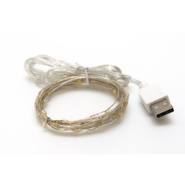 Світлодіодна гірлянда з USB роз'ємом, 5 м, 50 л, теплий білий, IP20, Роса (721305)