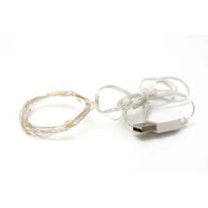 Світлодіодна гірлянда з USB роз'ємом, 2 м, 20 л, теплий білий, IP20, Роса (721312)
