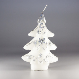 Свічка - Ялинка з бантами, 7,4x3,4x11,3 см, білий, парафін (790944-2)