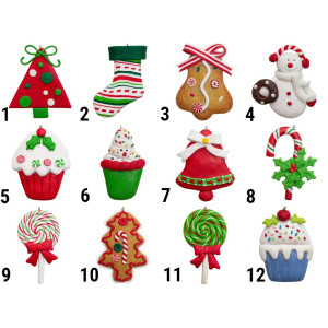 Новорічна ялинкова іграшка - фігурка Тістечко, 8 см, зелений, полірезин (000661-6)