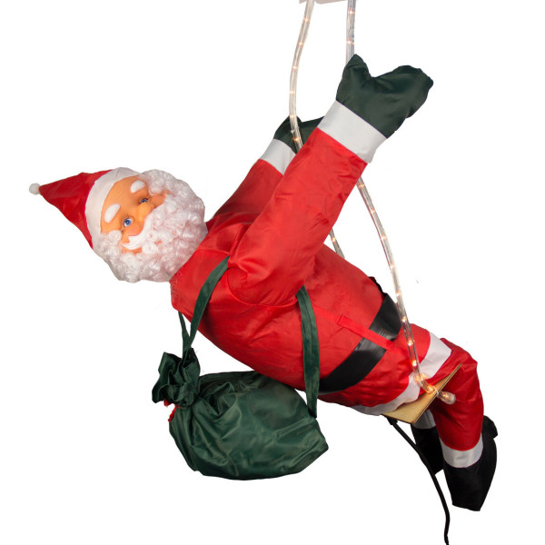 Новорічна світлодіодна декорація - Санта (Дід Мороз) на гойдалці, 90 см, L 1,5 м, червоний, дюралайт (810221)