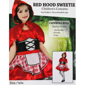 Дитячий карнавальний костюм Червона шапочка, зріст 110-120 см, червоний, віскоза, поліестер (091053B)