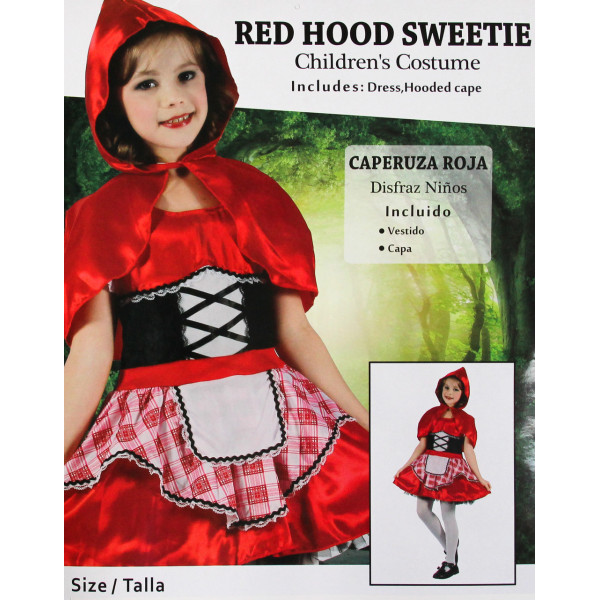 Дитячий карнавальний костюм Червона шапочка, зріст 110-120 см, червоний, віскоза, поліестер (091053B)