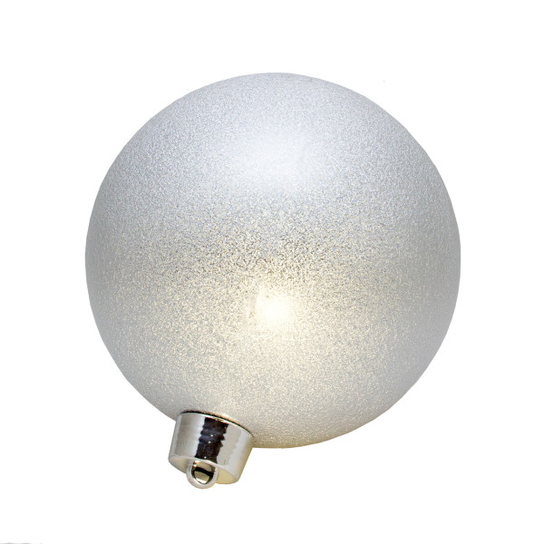 Велика ялинкова іграшка - куля з напиленням, 25 см, пластик, срібляста (034253)