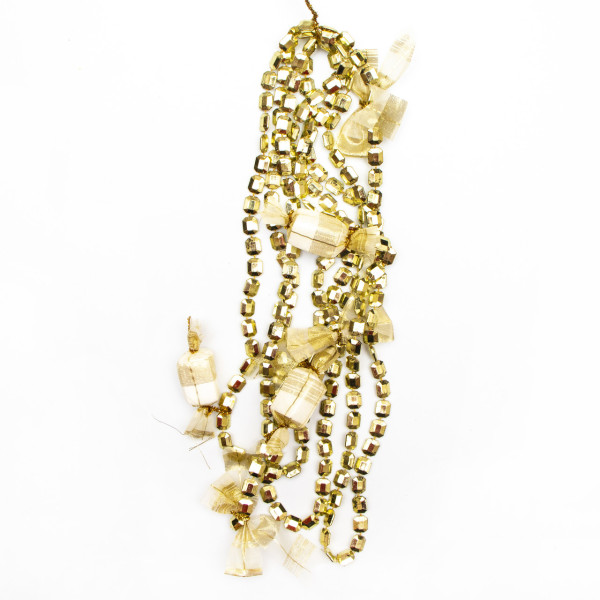 Намисто на ялинку з прикрасами, 2,7 м, золотистий, пластик, текстиль (471157-2)