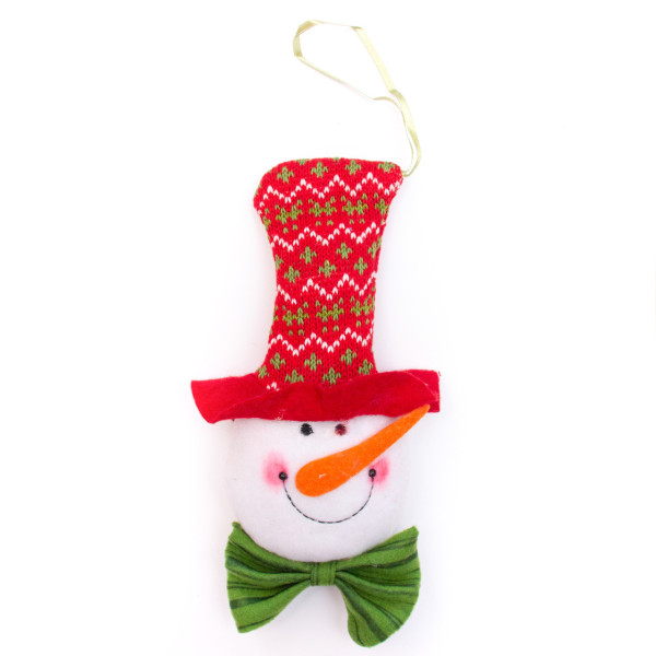 Новорічна ялинкова іграшка - фігурка Сніговик, 20 см, білий, текстиль (430482-2)