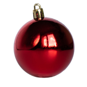 Набір ялинкових іграшок - кулі, 12 шт, D6 см, червоний, глянець, пластик (890759)