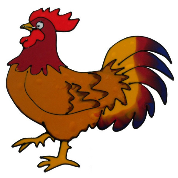 Новорічна прикраса - наліпка на вікно півень, 30 см, коричневий, ПВХ (160586-2)