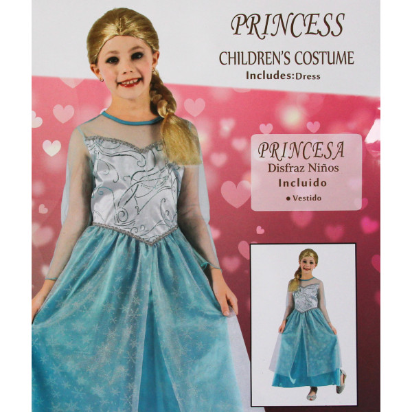 Дитячий карнавальний костюм принцеса-3, зріст 92-104 см, блакитний, віскоза, поліестер (091079A)