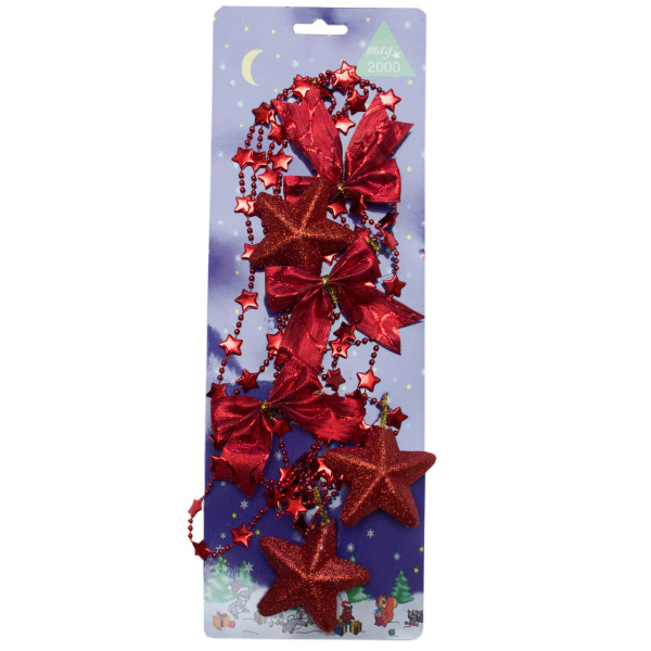 Намисто на ялинку з прикрасами, 2,7 м, червоний, пластик, текстиль (471140-3)