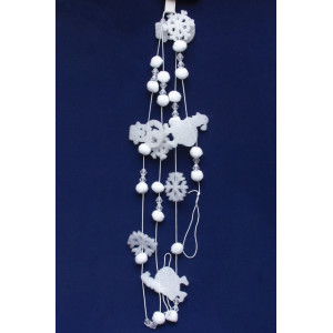Новорічна прикраса - гірлянда з пінопластових фігурок, 2 м, білий, пінопласт, бавовна (200190)