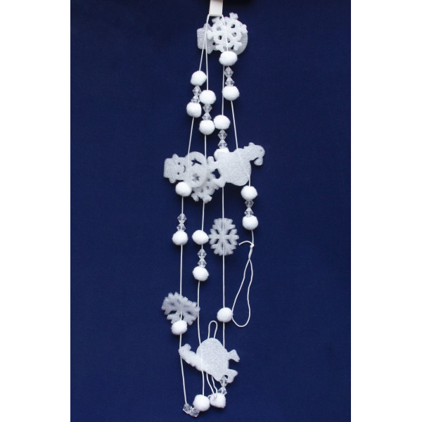 Новорічна прикраса - гірлянда з пінопластових фігурок, 2 м, білий, пінопласт, бавовна (200190)