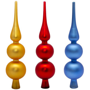 Ялинкова прикраса - верхівка на ялинку, h-30 см, d-7 см, золотистий, матовий, скло (390045-8)