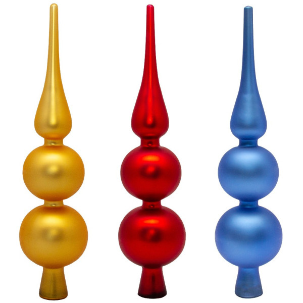 Ялинкова прикраса - верхівка на ялинку, h-30 см, d-7 см, золотистий, матовий, скло (390045-8)