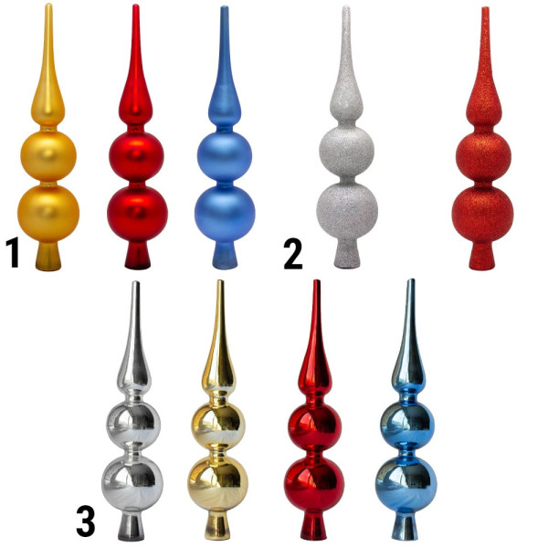 Ялинкова прикраса - верхівка на ялинку, h-30 см, d-7 см, золотистий, матовий, скло (390045-8)