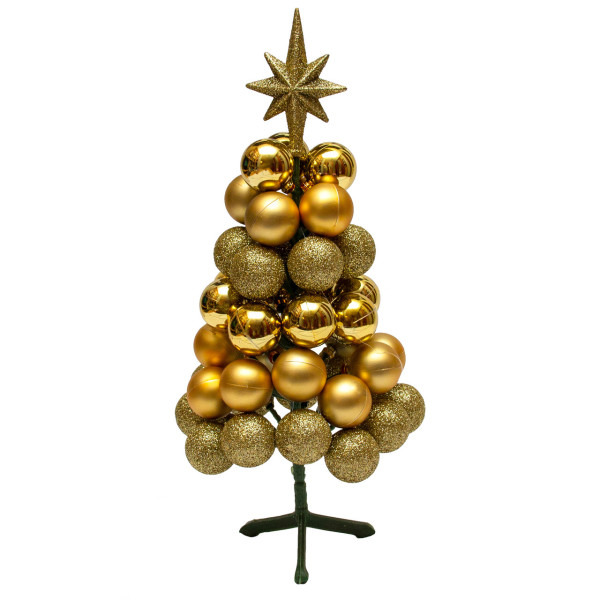 Новорічний декор Ялинка з пластикових куль, 31 см, золотистий, пластик (031474)